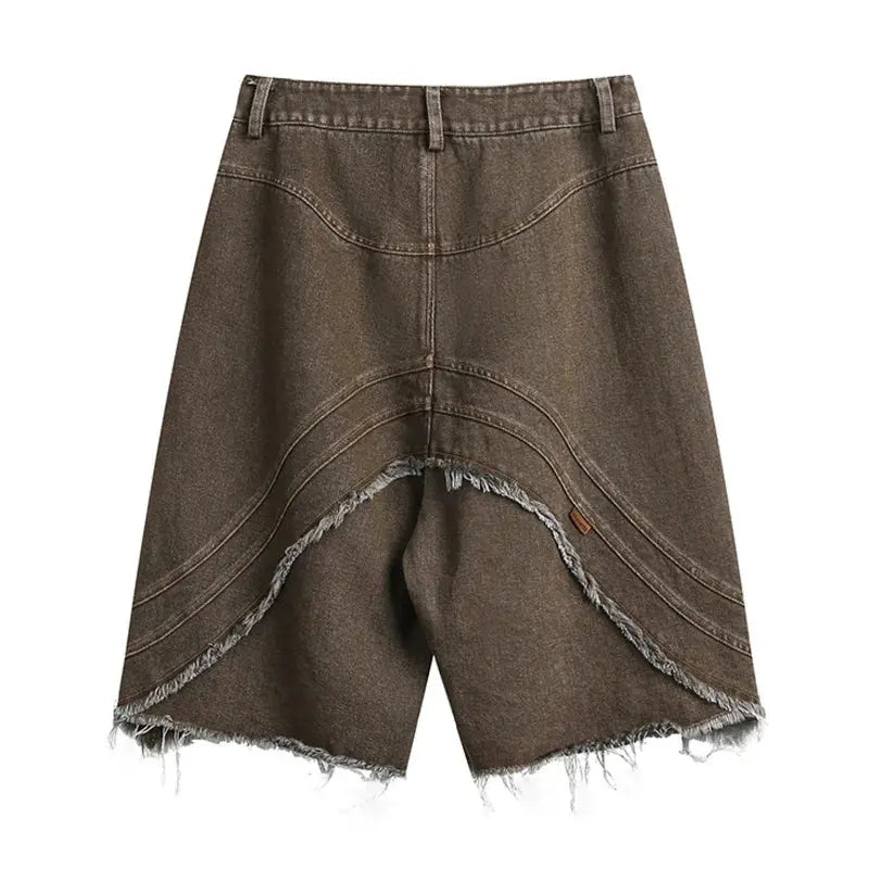 PFNW Men's Denim Shorts Zipper Hip Hop Loose Male Solid Color Bottoms 2024 Summer New Trendy American Style Men Jeans 28W3402 Hominus Denim