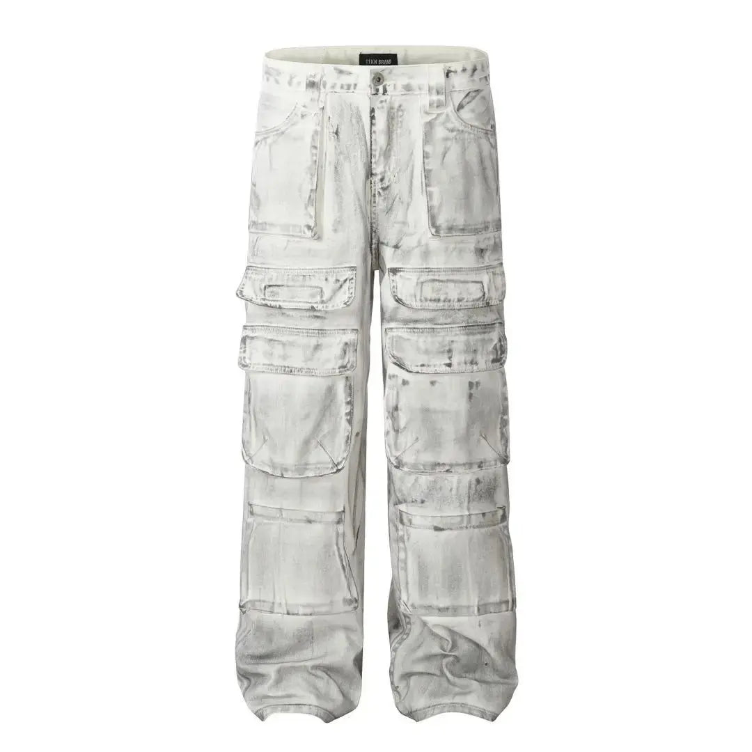 Multi Pockets Dirty Dyed Cargo Pant - Hominus Denim
