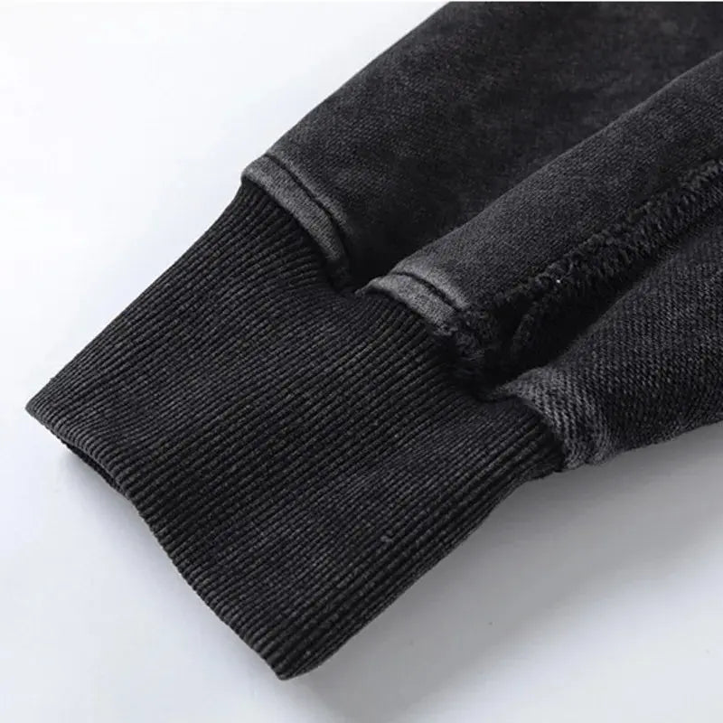 PFNW Silhouette Spliced Hooded Jacket Men's High Quality Washed Old-fashioned Sweatshirt Jacket Top 2025 New Zipper Coat 28W6107 Hominus Denim