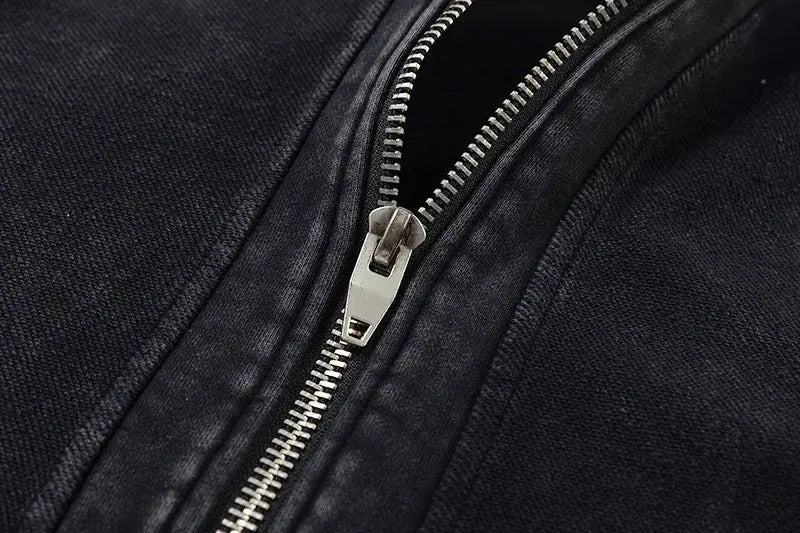 PFNW Silhouette Spliced Hooded Jacket Men's High Quality Washed Old-fashioned Sweatshirt Jacket Top 2025 New Zipper Coat 28W6107 Hominus Denim