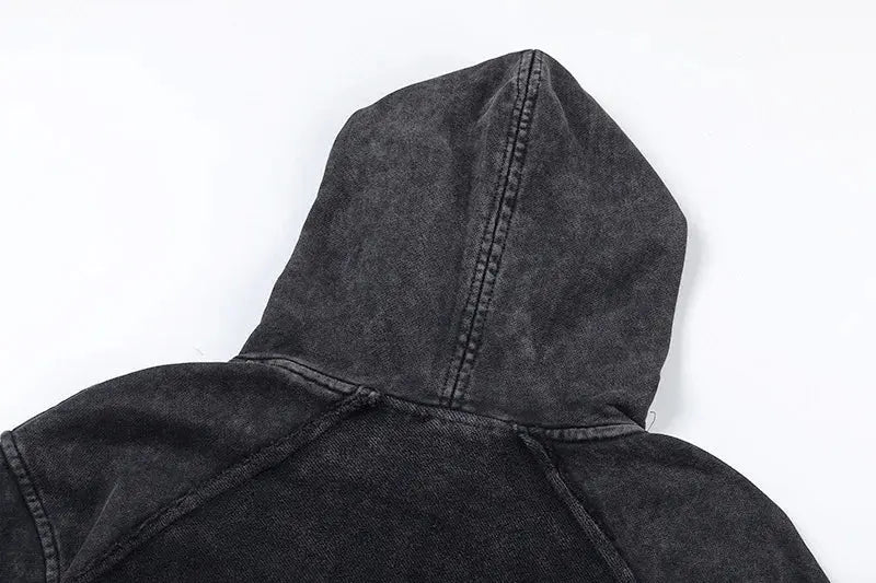 PFNW Silhouette Spliced Hooded Jacket Men's High Quality Washed Old-fashioned Sweatshirt Jacket Top 2025 New Zipper Coat 28W6107 Hominus Denim
