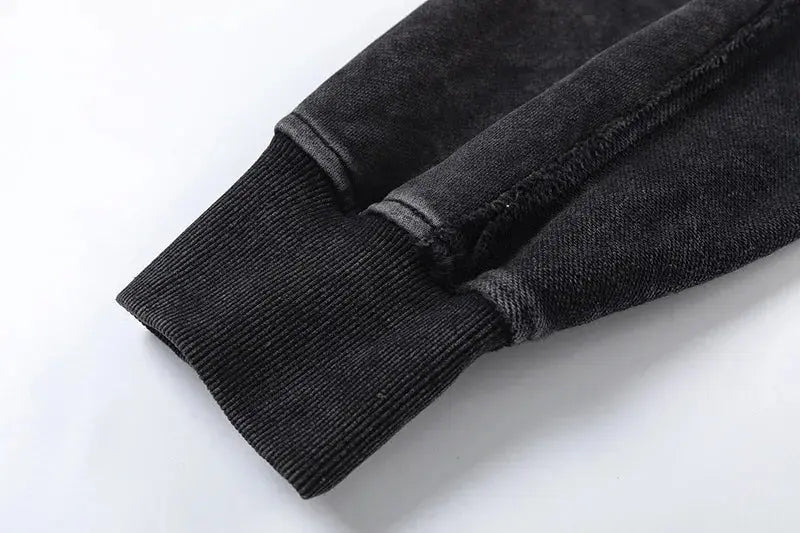 PFNW Silhouette Spliced Hooded Jacket Men's High Quality Washed Old-fashioned Sweatshirt Jacket Top 2025 New Zipper Coat 28W6107 Hominus Denim