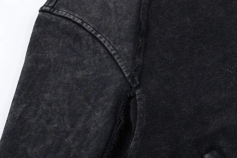 PFNW Silhouette Spliced Hooded Jacket Men's High Quality Washed Old-fashioned Sweatshirt Jacket Top 2025 New Zipper Coat 28W6107 Hominus Denim