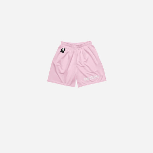 Pink Gothic Hominus Denim Letter Mesh Short Hominus Denim