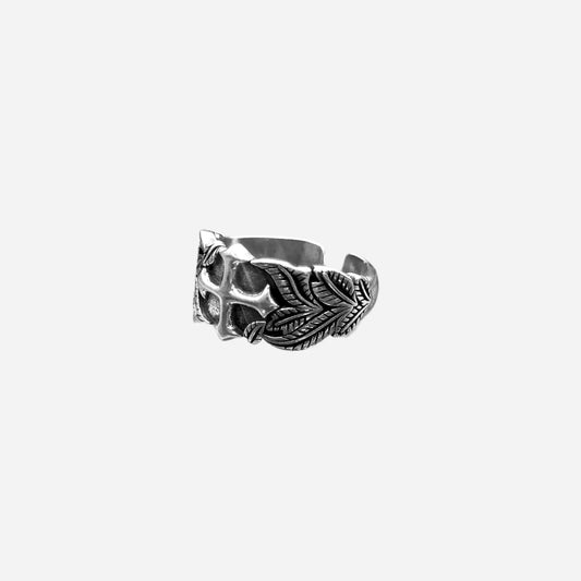 Punk French Gothic Cross Adjustable Ring Hominus Denim