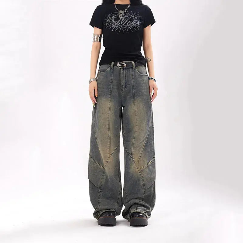 Punk Style Hip Hop Casual Jeans Pants Hi Street Cargo Vintage Denim Trousers For Male Patchwork Hominus Denim