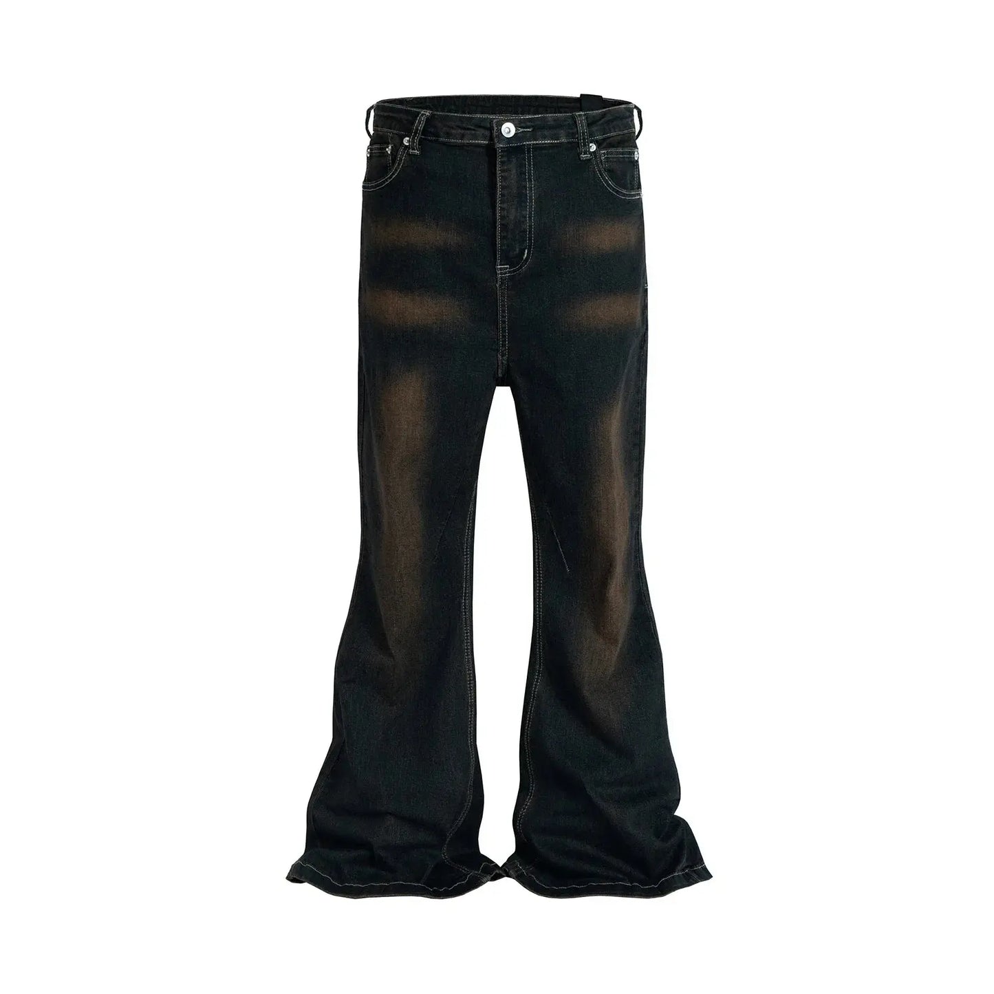 RO Ribbons Contrast Color Washed Micro Flared Jeans for Men Straight Casual Baggy Denim Trousers Ropa Hombre Loose Cargo Pants Hominus Denim