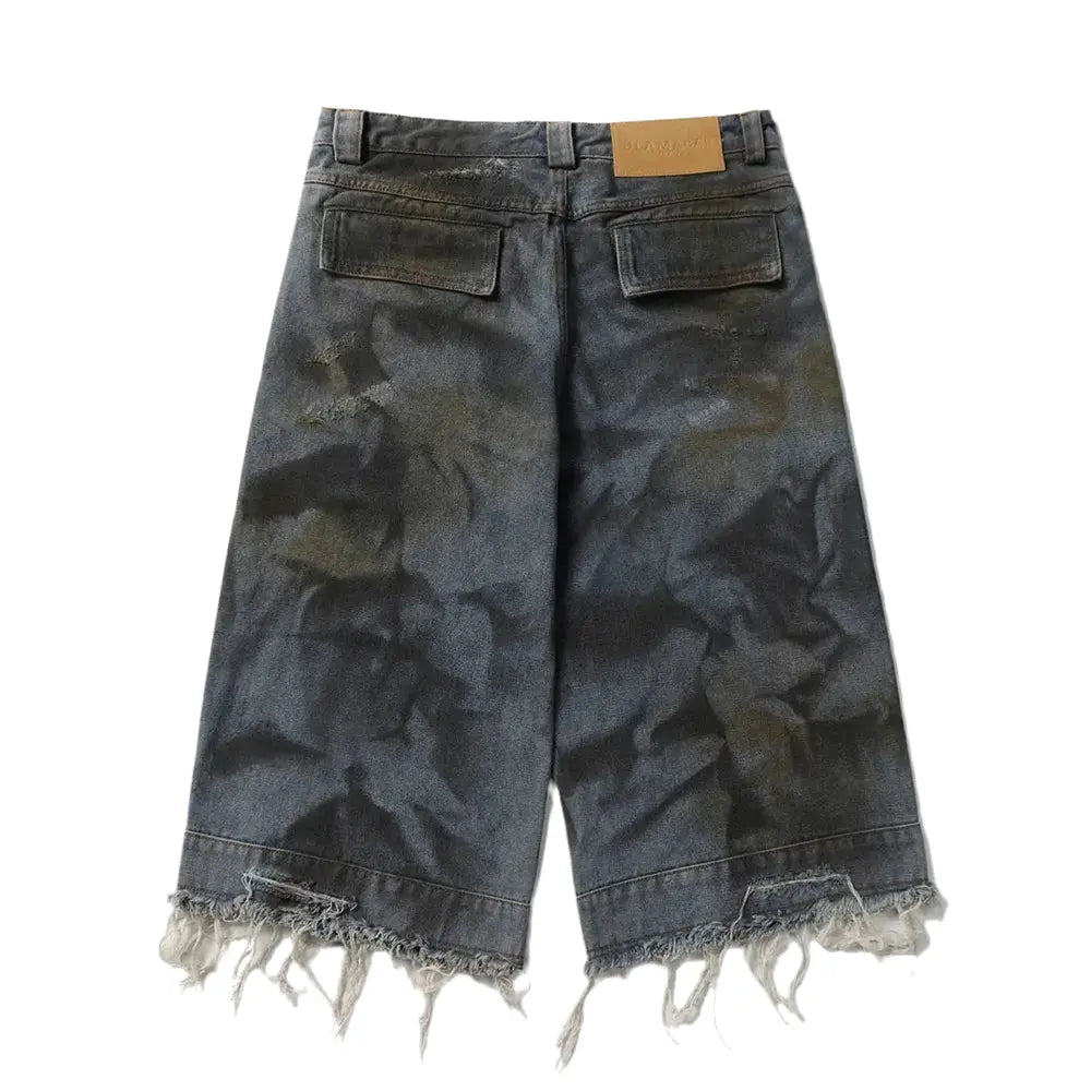 Raw Edge Ripped Denim Short Hominus Denim