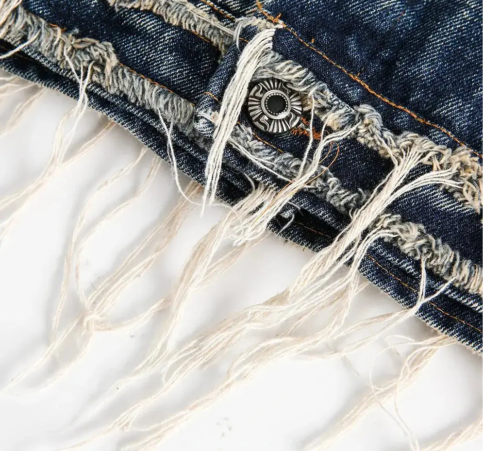 Raw Edge Washed Distressed Denim Jacket Hominus Denim