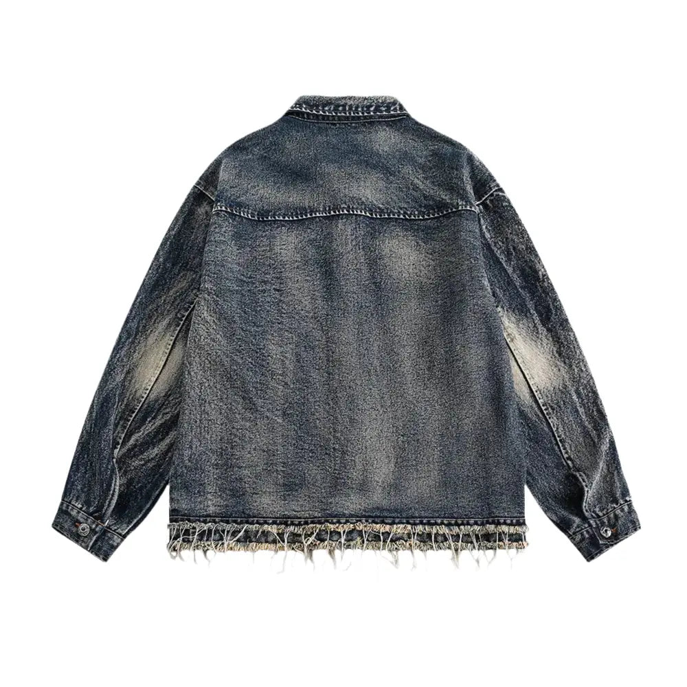 Raw Edge Washed Distressed Denim Jacket Hominus Denim