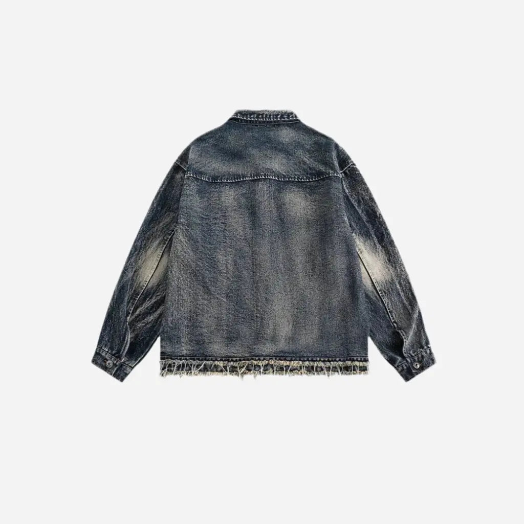 Raw Edge Washed Distressed Denim Jacket Hominus Denim