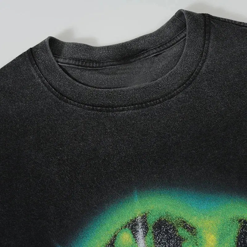 Retro Oversized Abstract Graphic Print Tee - Hominus Denim