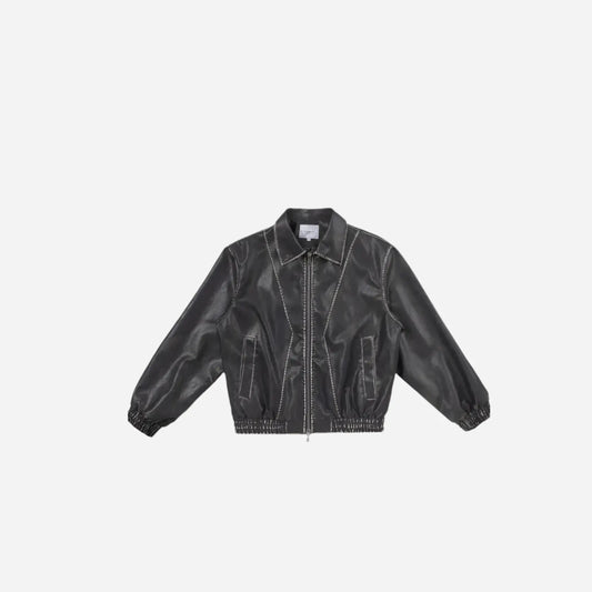 Retro Punk Washed Stitches Biker Jacket Hominus Denim