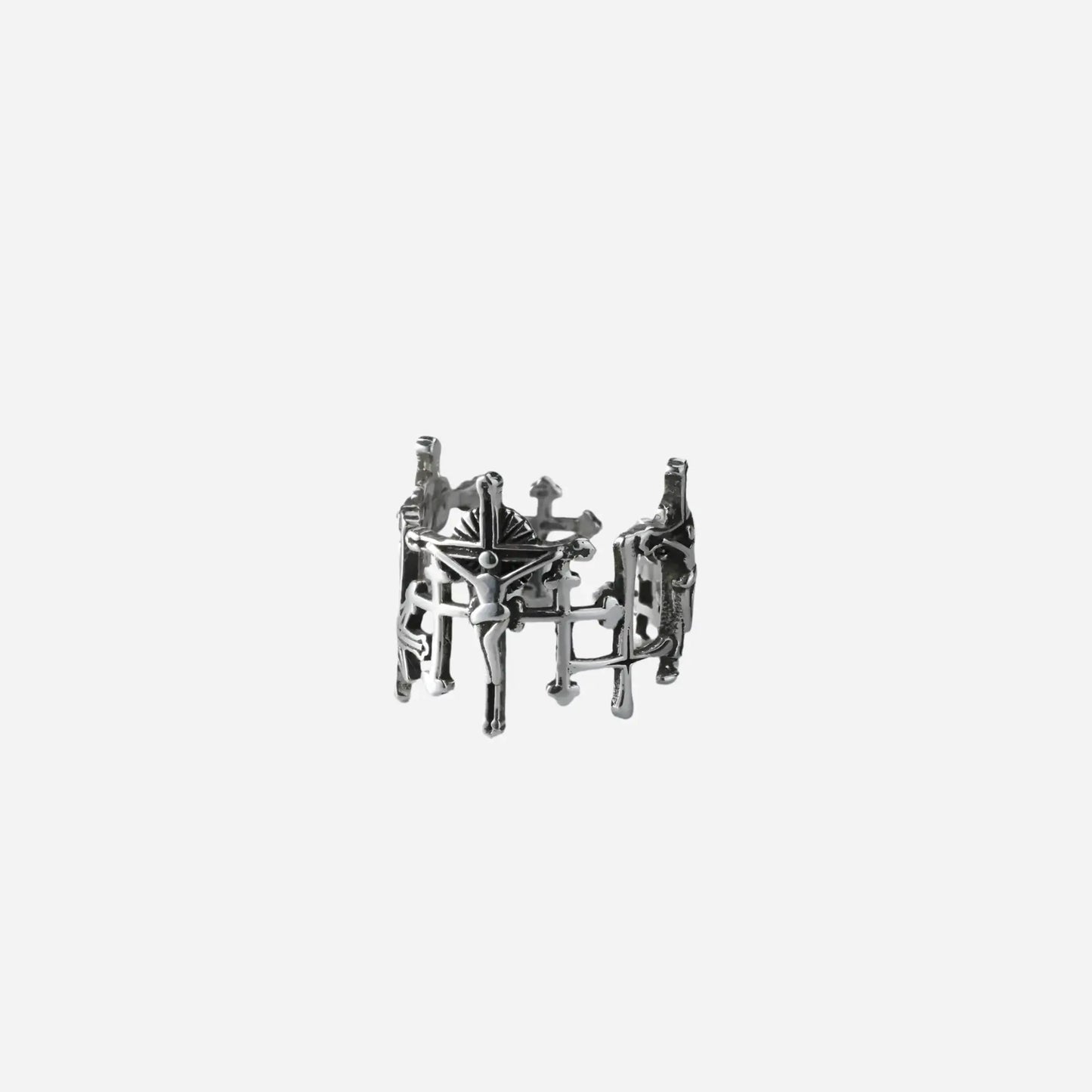 Retro Silver Jesus Cross Adjustable Ring Hominus Denim
