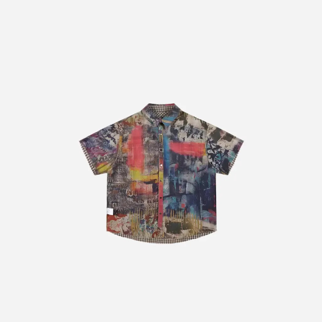 Reversible Distressed Short Sleeve Pocket Shirt Hominus Denim