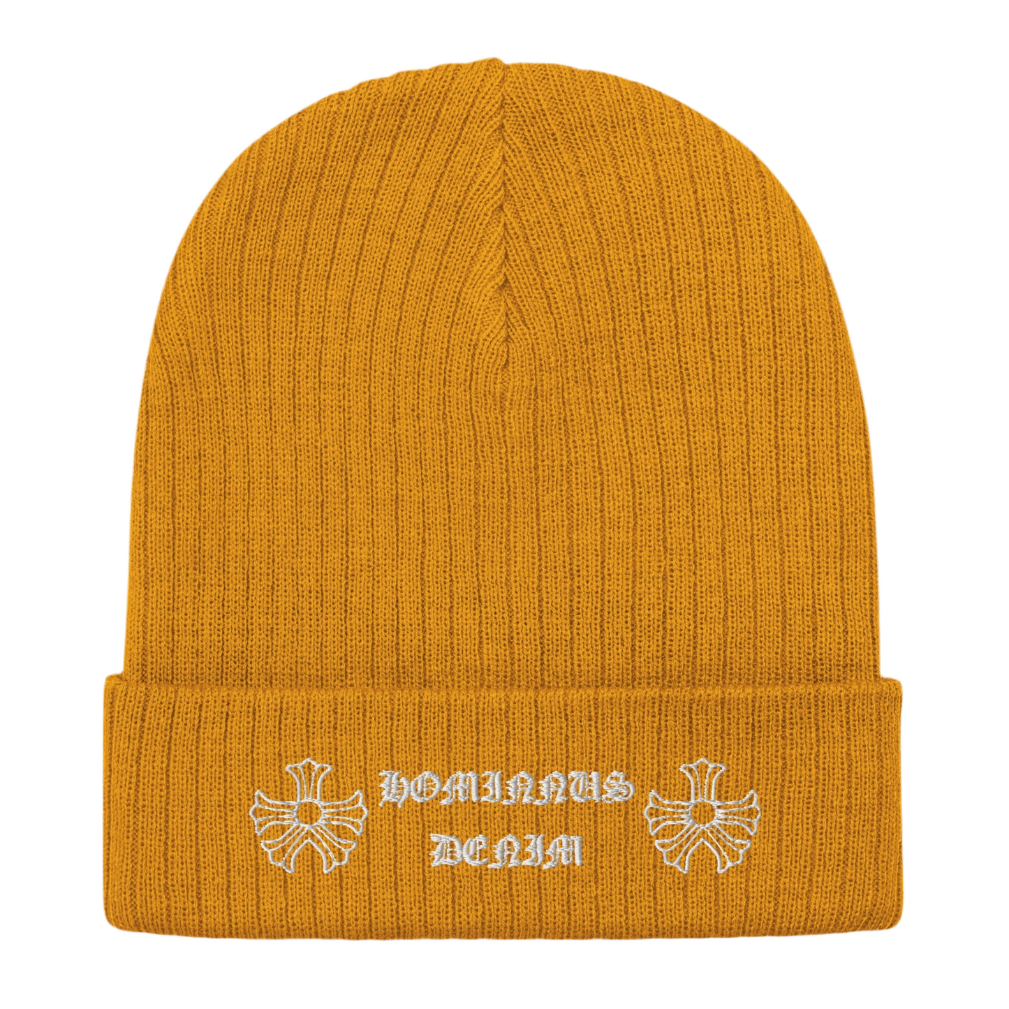 Hominus Denim Gothic Logo Knit Beanie - Hominus Denim