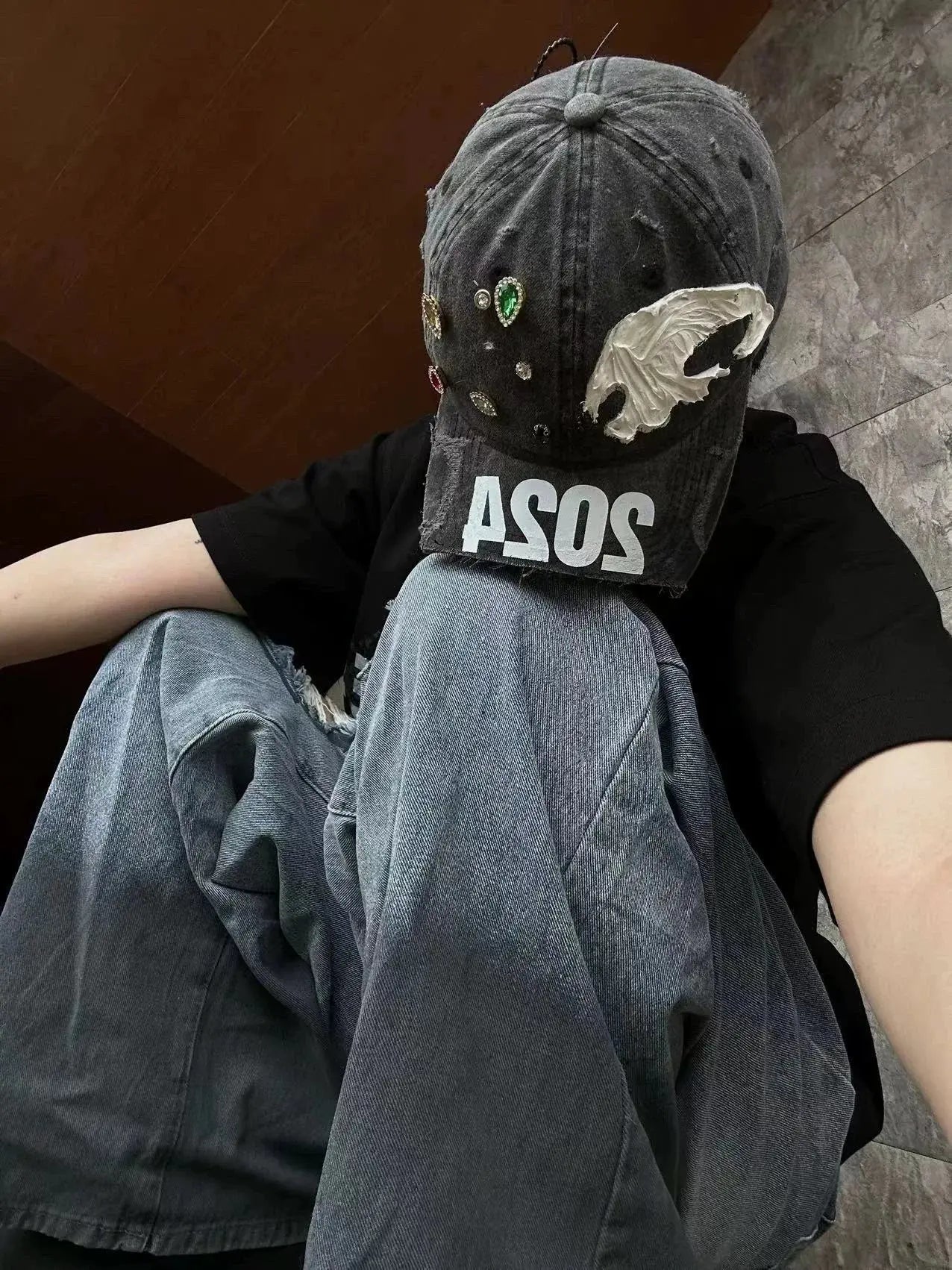 Ripped Hole Distressed Hip Hop Punk Baseball Cap Men Women High Street Casual Vintage Hat Casquette Homme Hominus Denim