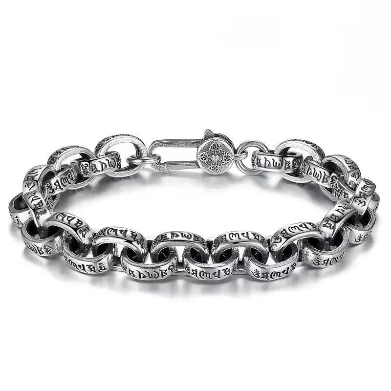 S925 Silver Gothic Mantra Bracelet