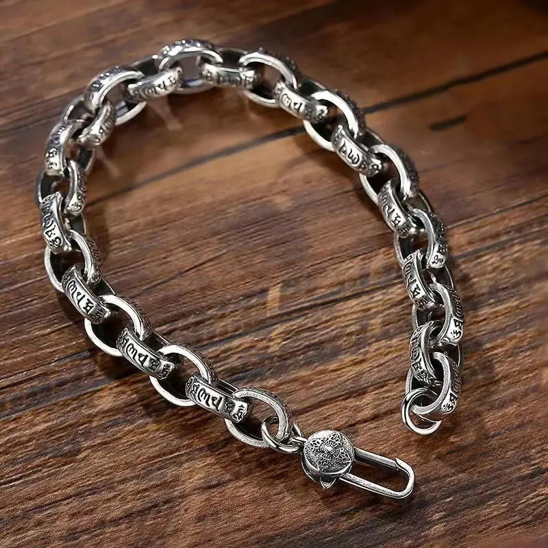 S925 Silver Gothic Mantra Bracelet
