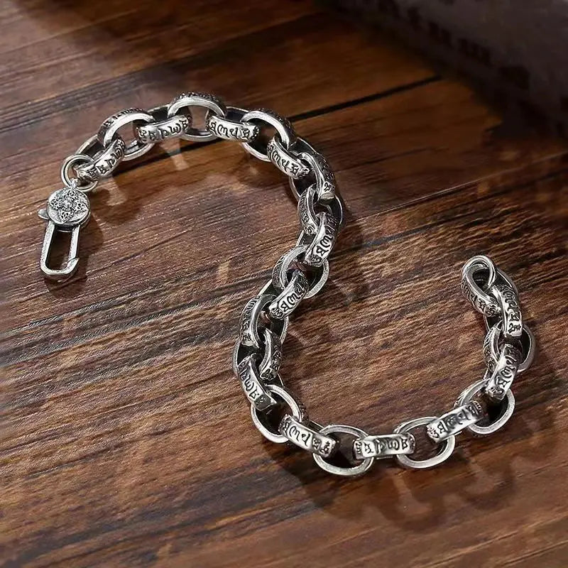 S925 Silver Gothic Mantra Bracelet