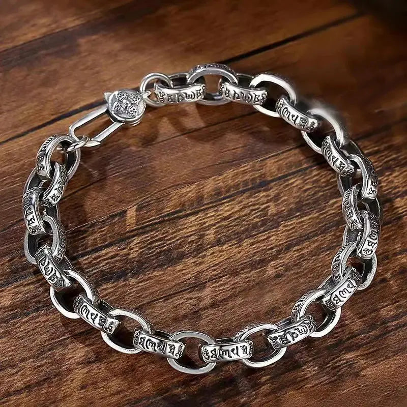 S925 Silver Gothic Mantra Bracelet