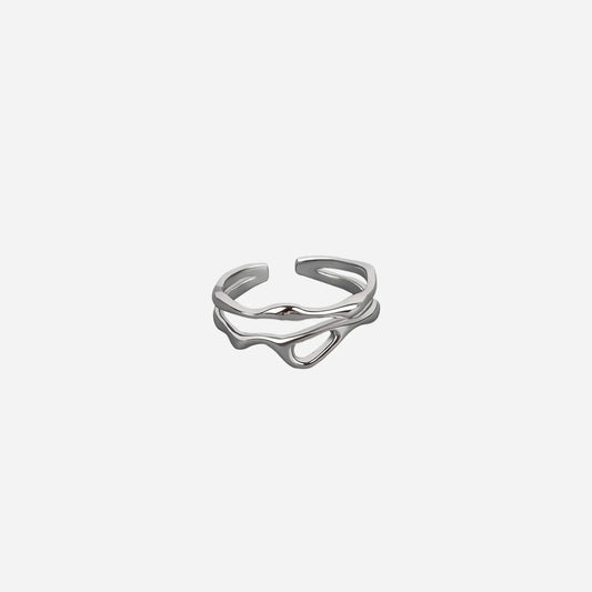 Silver Hollow Geometric Ring Hominus Denim
