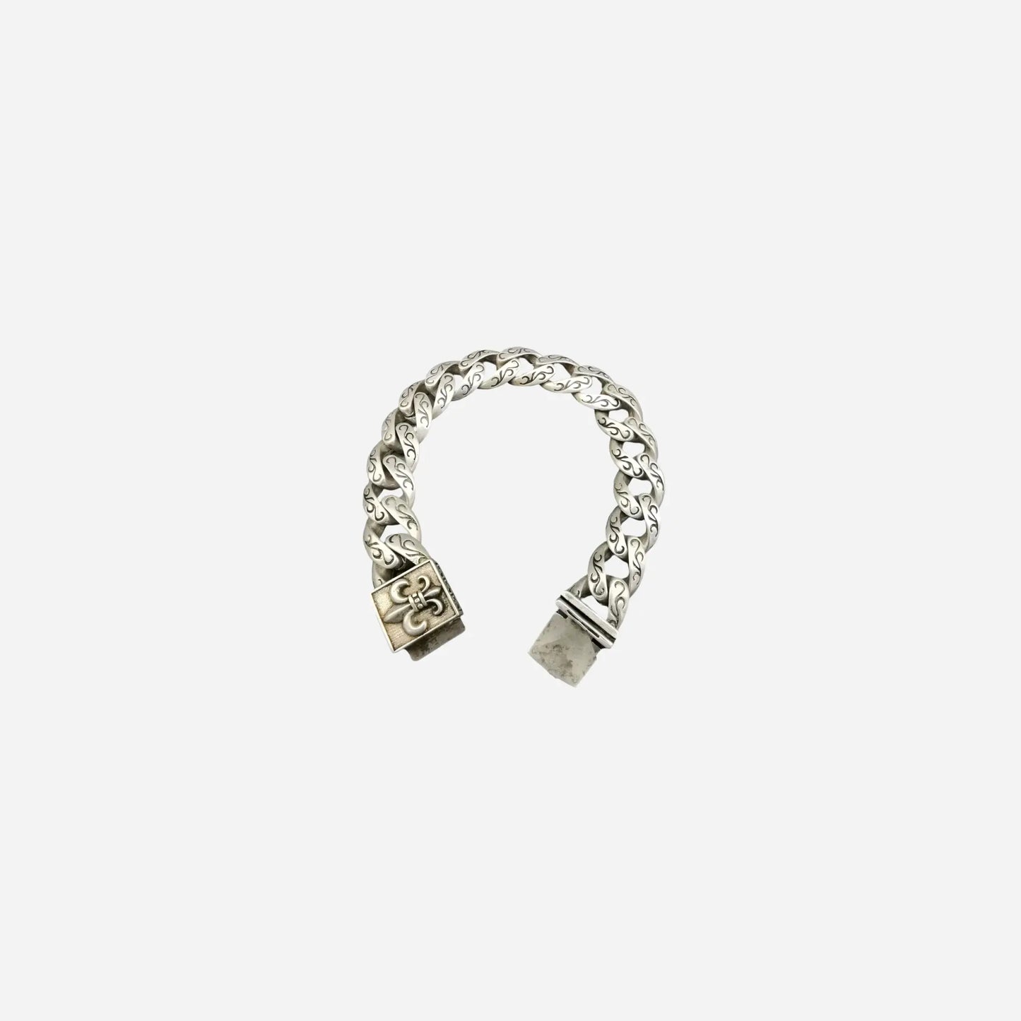 Silver Royal Flower Cuban Link Chain Hominus Denim