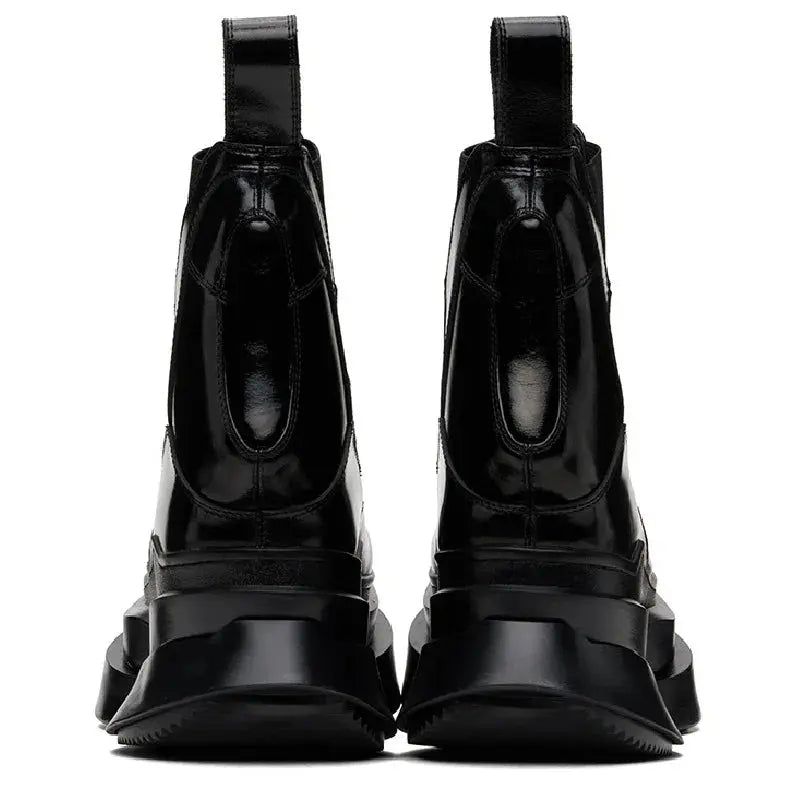 Spring Autumn New Punk Style Chunky Sole Platform Strange Heels Genuine Leather Slip-On Men High Top Chelsea Boots 2411 Hominus Denim