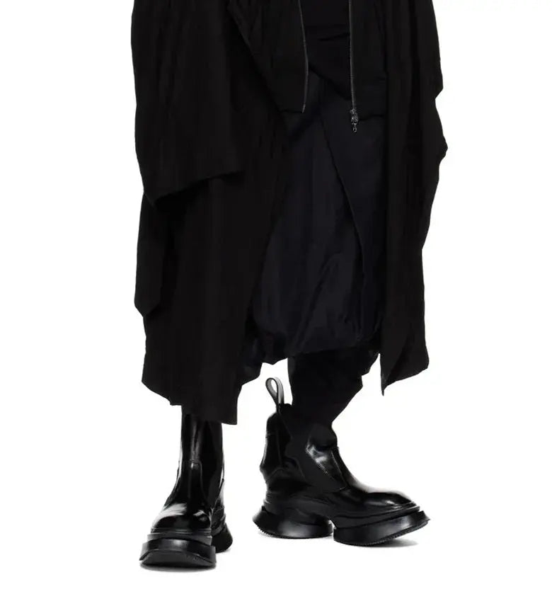 Spring Autumn New Punk Style Chunky Sole Platform Strange Heels Genuine Leather Slip-On Men High Top Chelsea Boots 2411 Hominus Denim