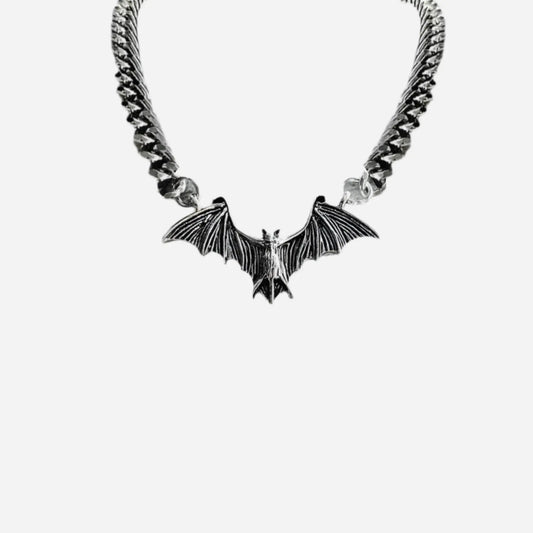 Stainless Gothic Bat Chain Necklace Hominus Denim