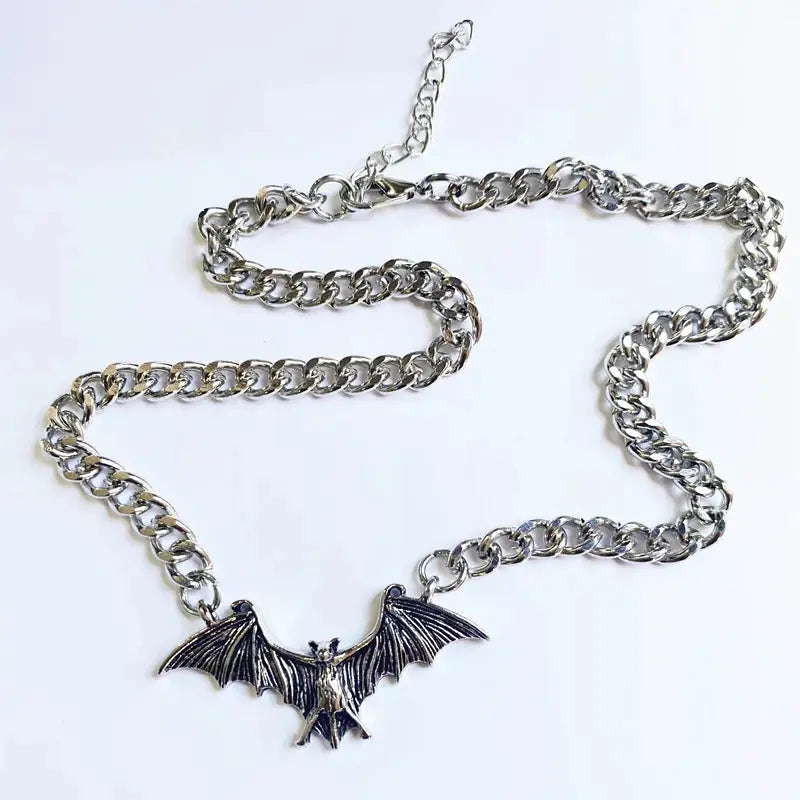 Stainless Gothic Bat Chain Necklace - Hominus Denim