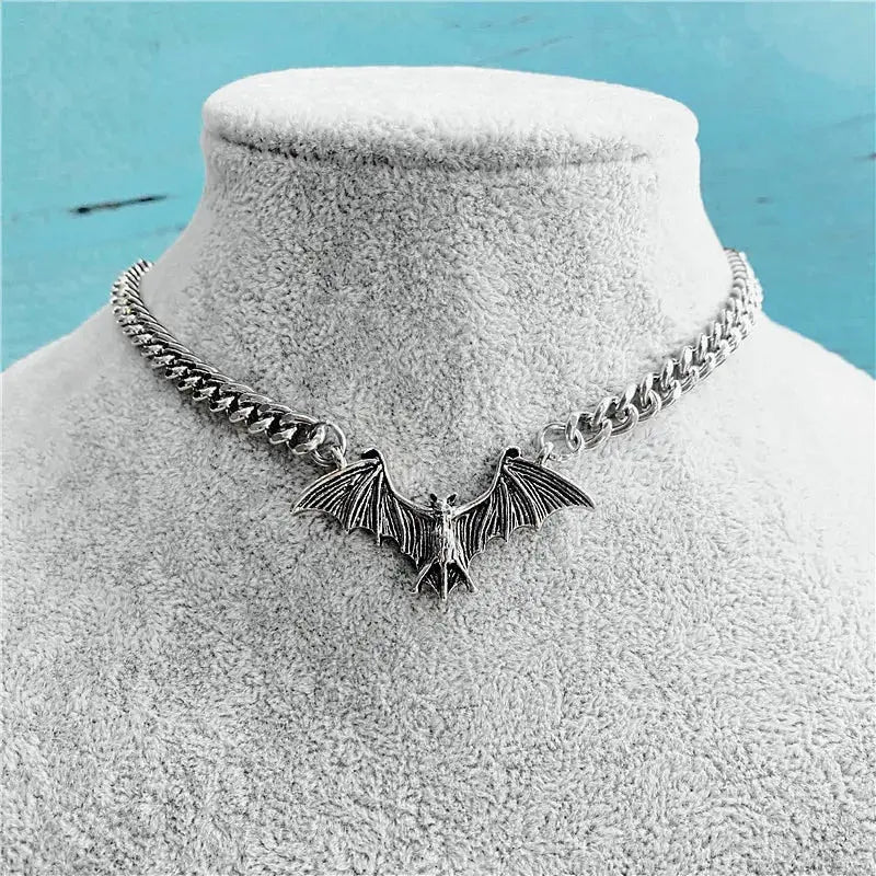 Stainless Gothic Bat Chain Necklace - Hominus Denim