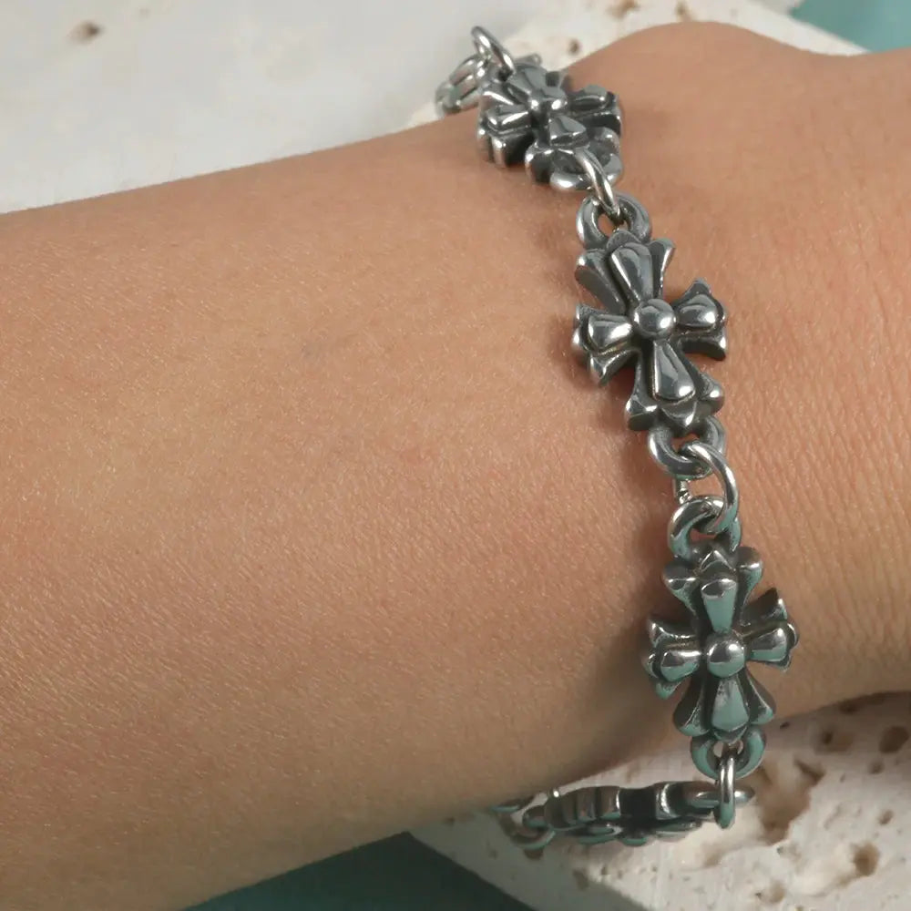 Stainless Gothic Vintage Crosses Bracelet - Hominus Denim