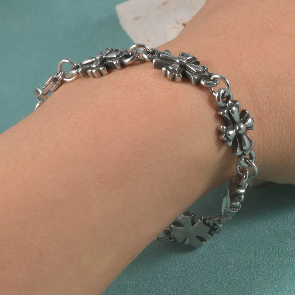 Stainless Gothic Vintage Crosses Bracelet - Hominus Denim