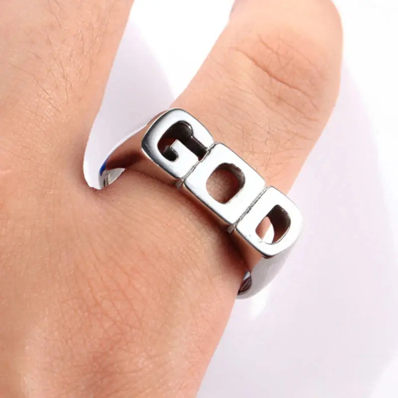 Stainless steel men ring gothic finger comfortable high quality drop shipping simple god letter jewelry Hominus Denim