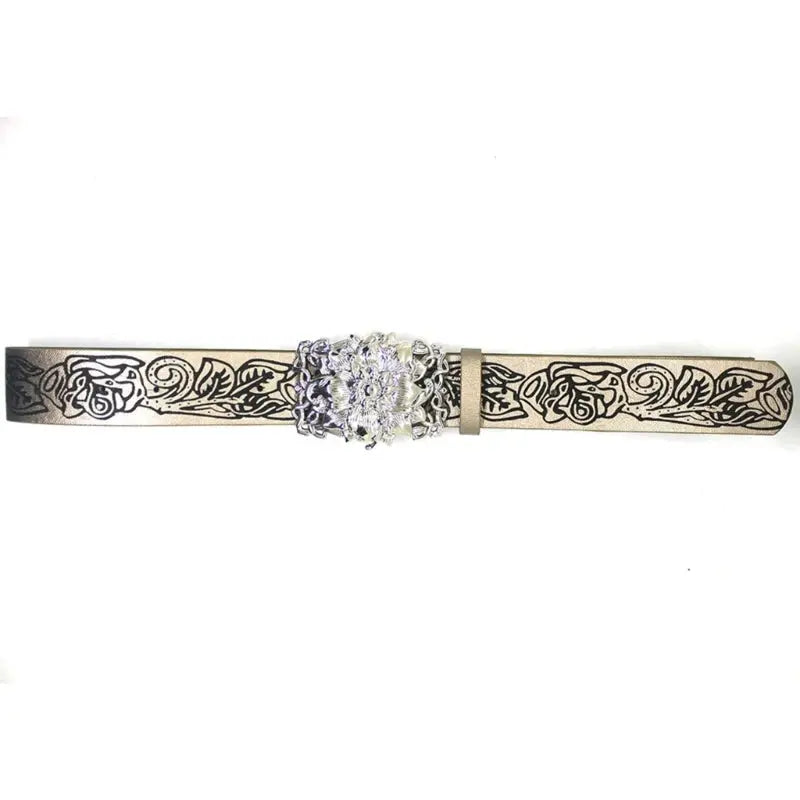 Stereo Flower Buckle Belt PU Wide Belt Trendy Enthusiasts Adjustable Waist Belt Hominus Denim