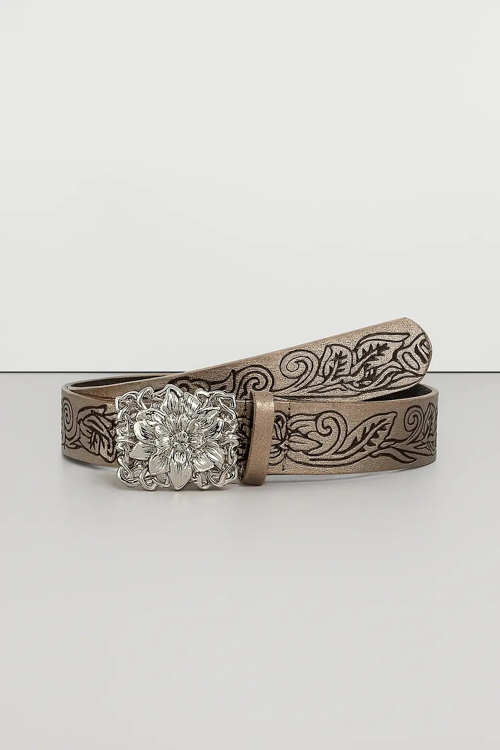 Stereo Flower Buckle Belt PU Wide Belt Trendy Enthusiasts Adjustable Waist Belt Hominus Denim