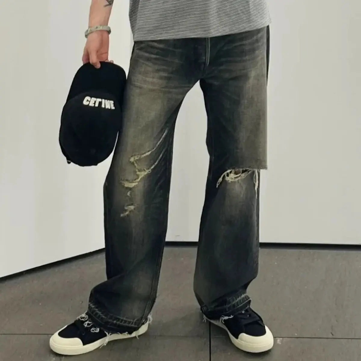 Streetwear Damaged Hole Washed Baggy Jeans for Men and Women Streetwear Casual Ropa Hombre Denim Trousers Oversized Cargo Pants Hominus Denim