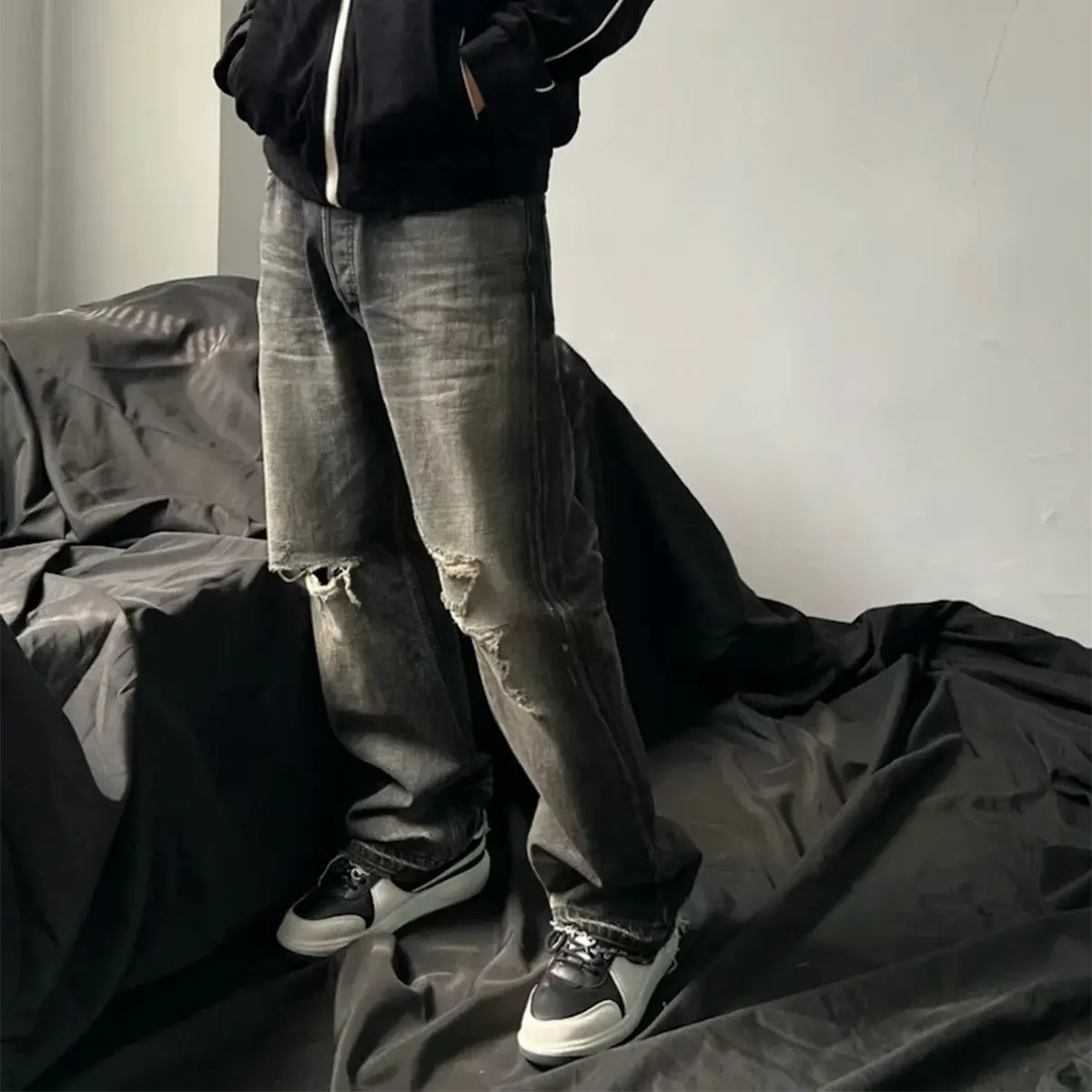 Streetwear Damaged Hole Washed Baggy Jeans for Men and Women Streetwear Casual Ropa Hombre Denim Trousers Oversized Cargo Pants Hominus Denim