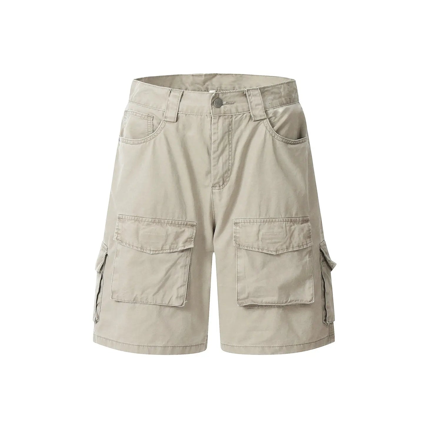 Streetwear Solid Color Multi-pockets Summer Cargo Shorts for Men Wide Leg Straight Baggy Knee Length Pants Oversized Hominus Denim