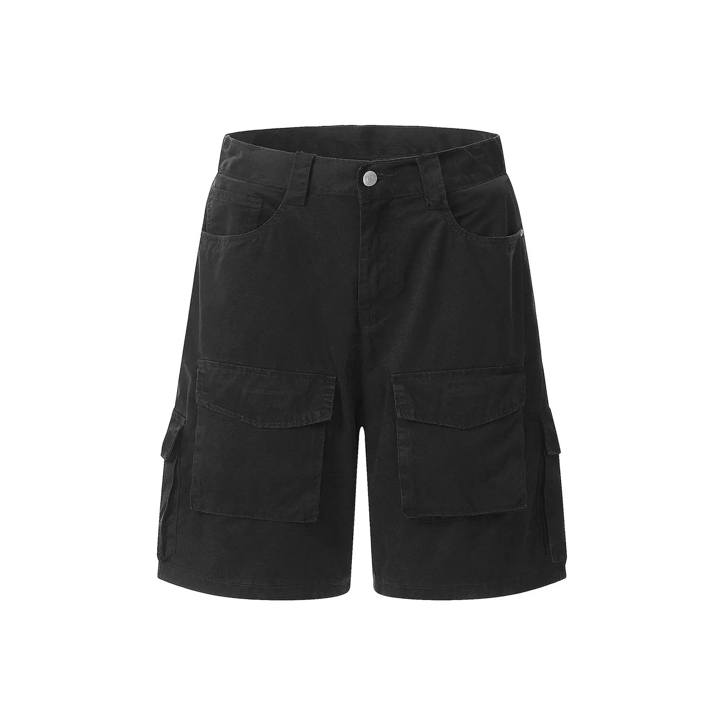 Streetwear Solid Color Multi-pockets Summer Cargo Shorts for Men Wide Leg Straight Baggy Knee Length Pants Oversized Hominus Denim