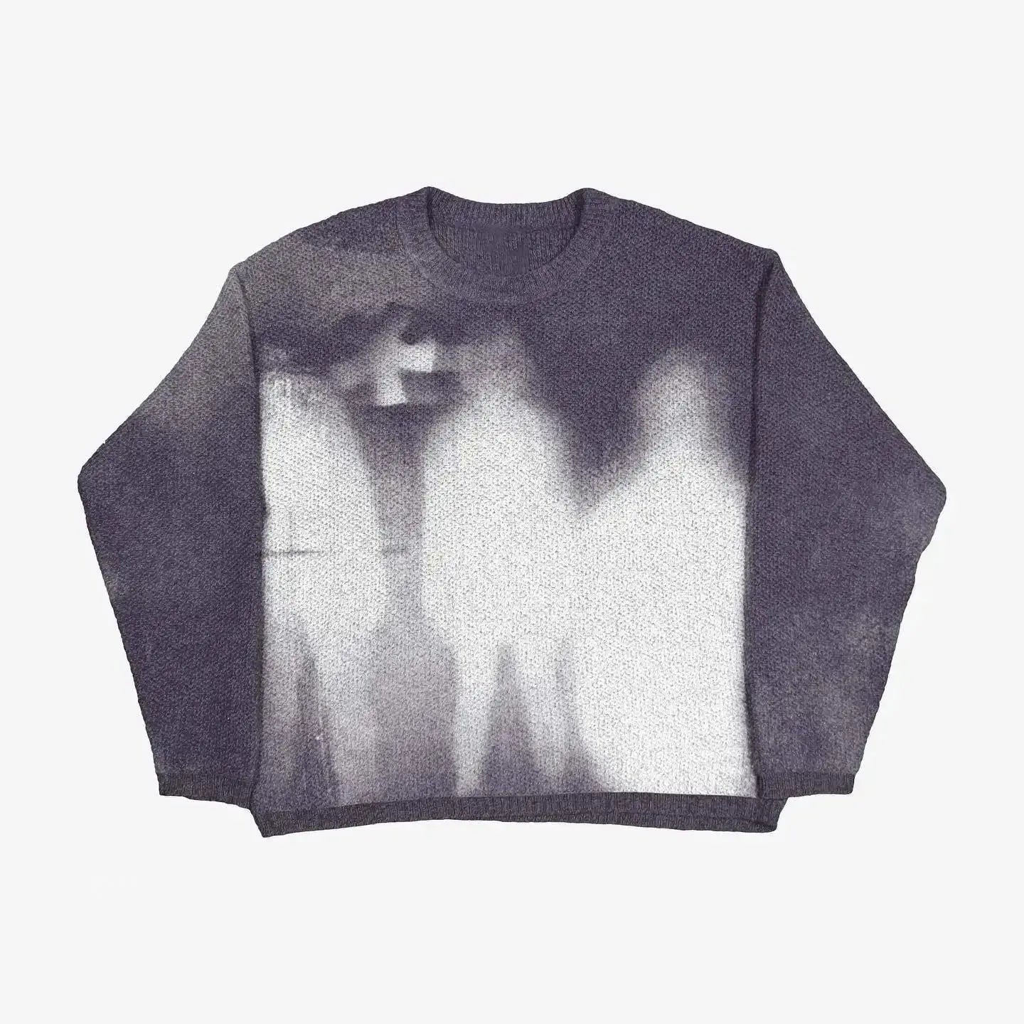 Traf Europe and America men and women autumn and winter stiitch stitch Y2K people fuzzy pattern printed sweater round neck leisu Hominus Denim
