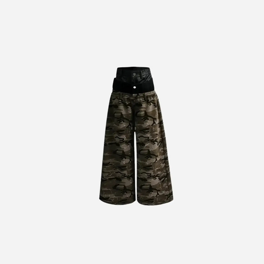 Triple Waist Camouflage Printed Baggy Pants Hominus Denim