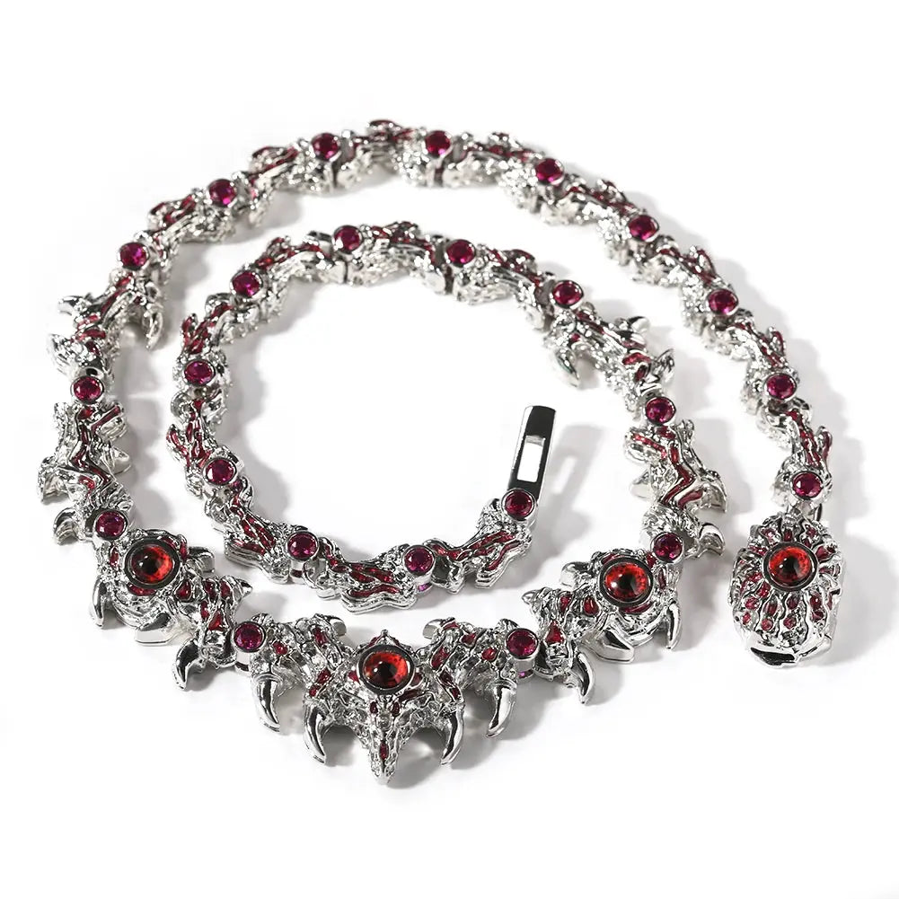 Iced Out Silver Red Eyes Chain Necklace - Hominus Denim