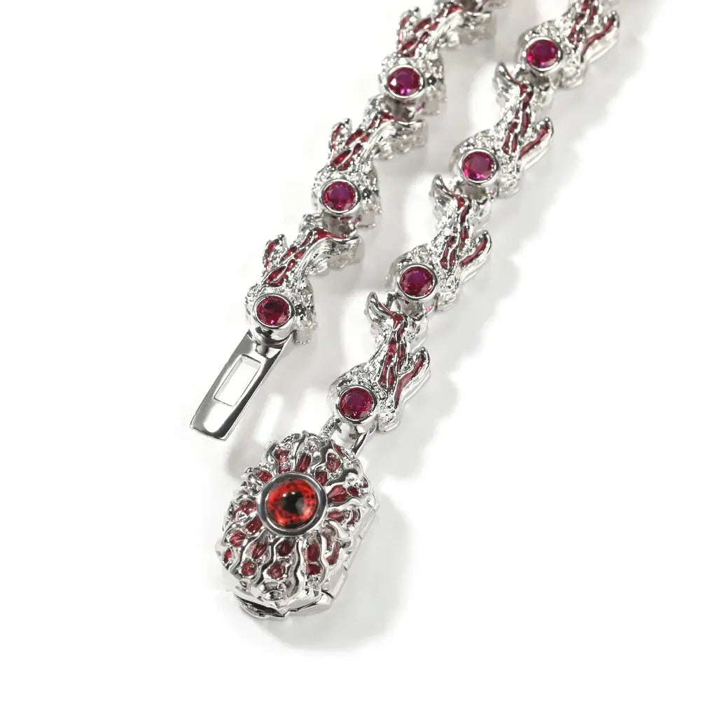 Iced Out Silver Red Eyes Chain Necklace - Hominus Denim