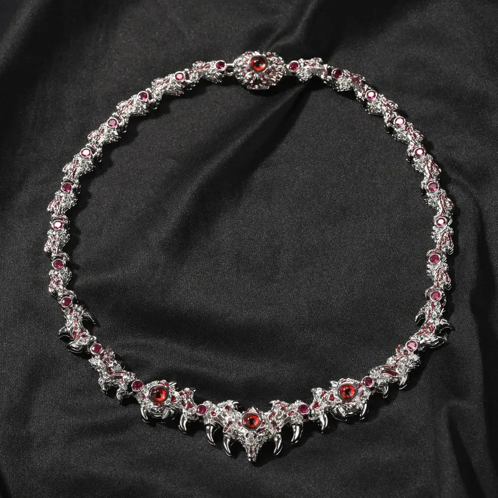 Iced Out Silver Red Eyes Chain Necklace - Hominus Denim