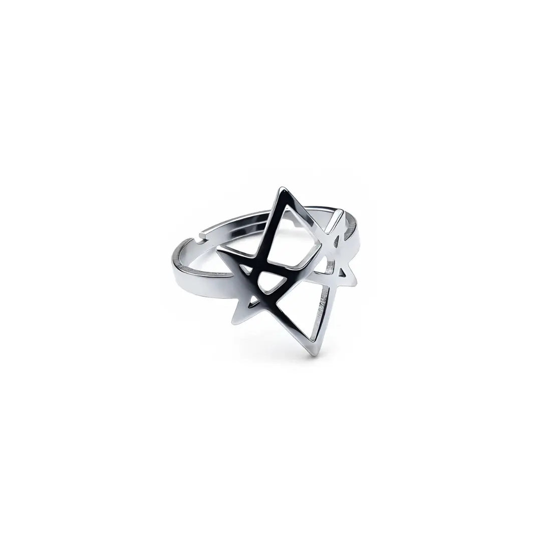 Unicursal Hexagram Stainless Steel Ring - Hominus Denim