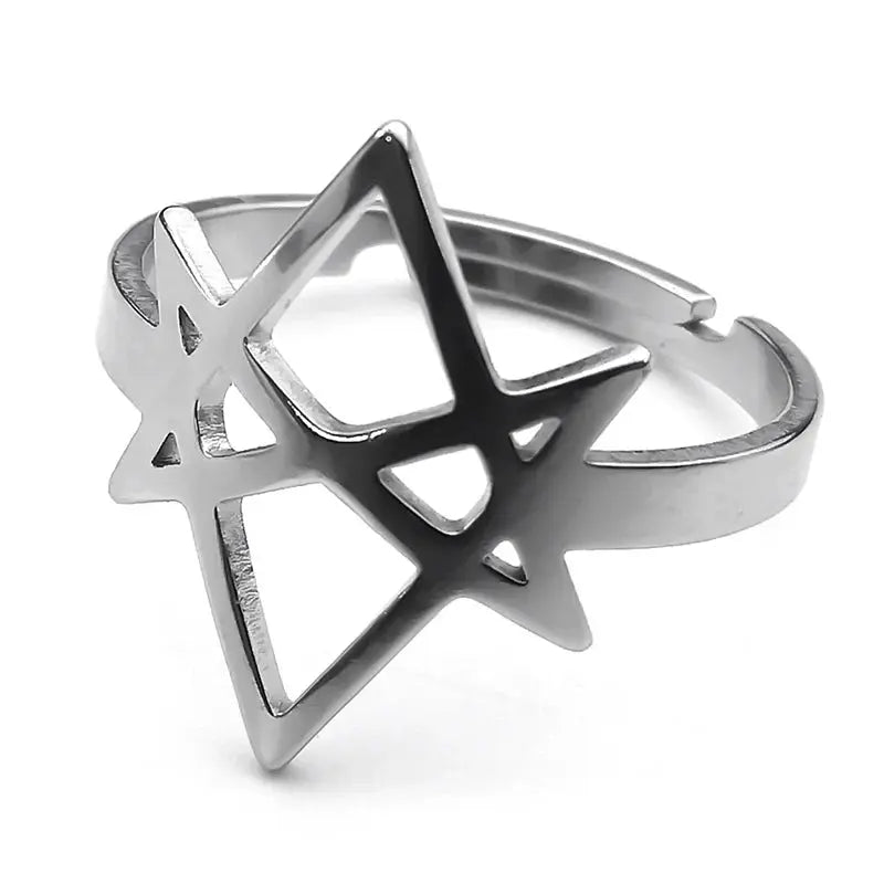 Unicursal Hexagram Stainless Steel Ring - Hominus Denim