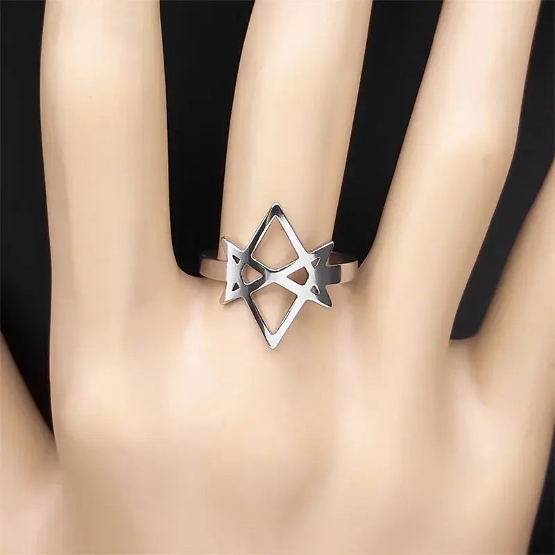 Unicursal Hexagram Stainless Steel Ring - Hominus Denim