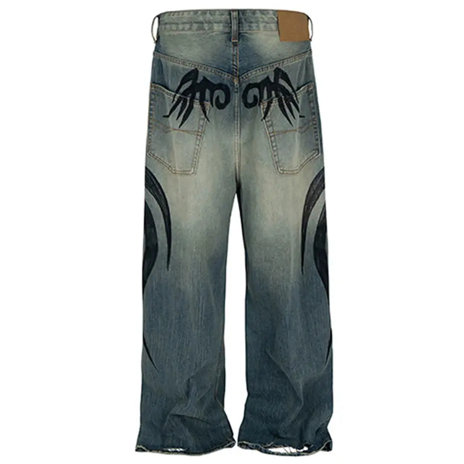 Vintage Baggy Jeans Men's Streetwear Harajuku Hip Hop Jeans Retro Blue Loose Straight Denim Pants Hominus Denim